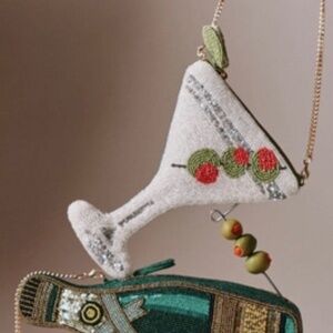 NWT Anthro Beaded Icon Crossbody Bag Martini